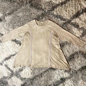 Nude High-Low Blouse